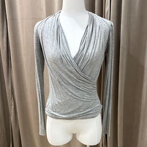 bebe Light Gray Women's Wrap Blouse